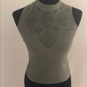 Bebe fitted olive green tank EUC size small